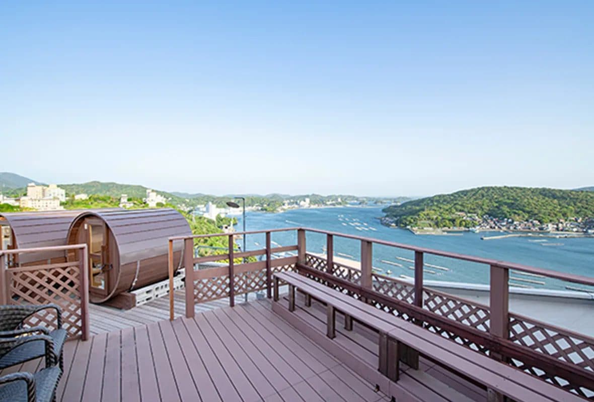 Sky deck and barrel sauna
