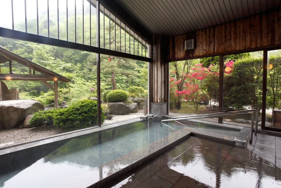 Three Baths · Open-Air, Stone, and Hinoki