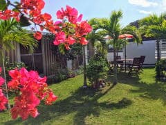 A Courtyard Terrace Full of Flowers and Green