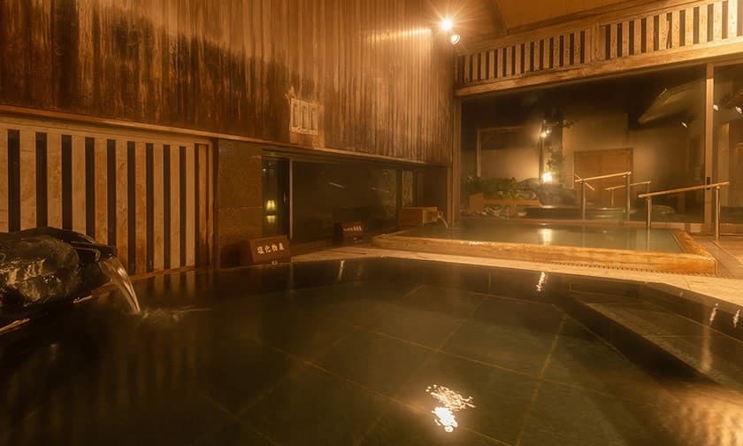 An open-air bath held by the forest