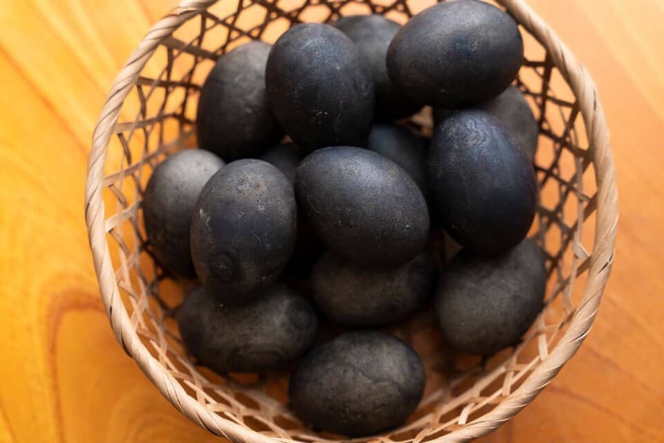 Obama Onsen's famous black eggs
