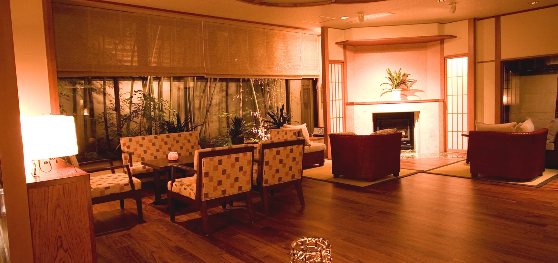 A bar by the fireplace