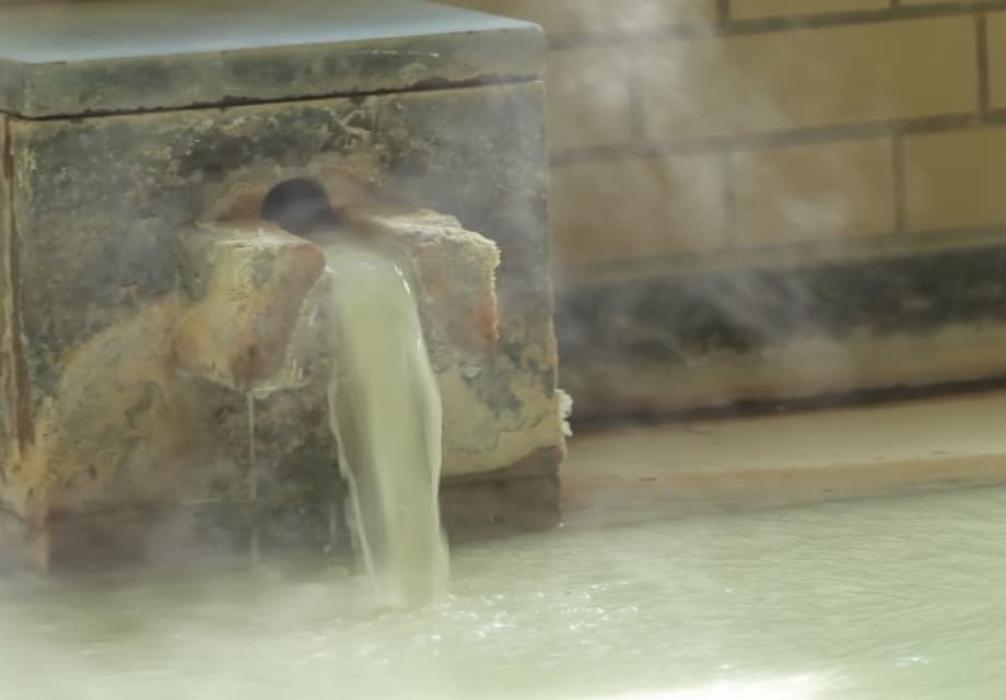 An acidic spring, rare in Japan