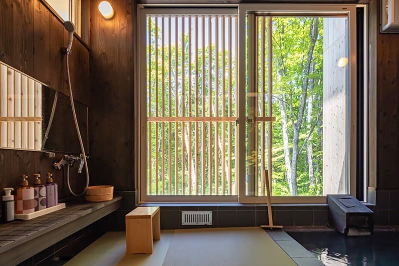 24-Hour Private Baths with Forest Views