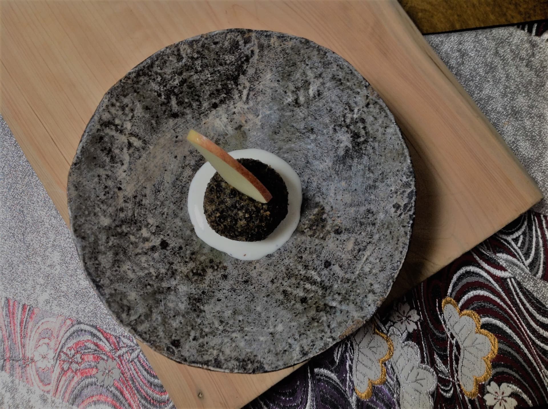 Squid ink croquette of taro