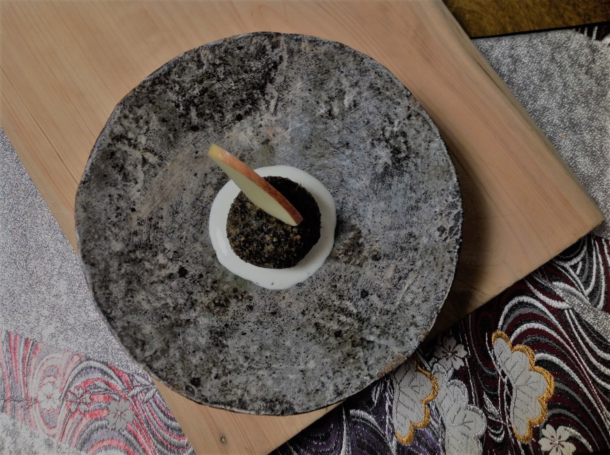 Squid ink croquette of taro
