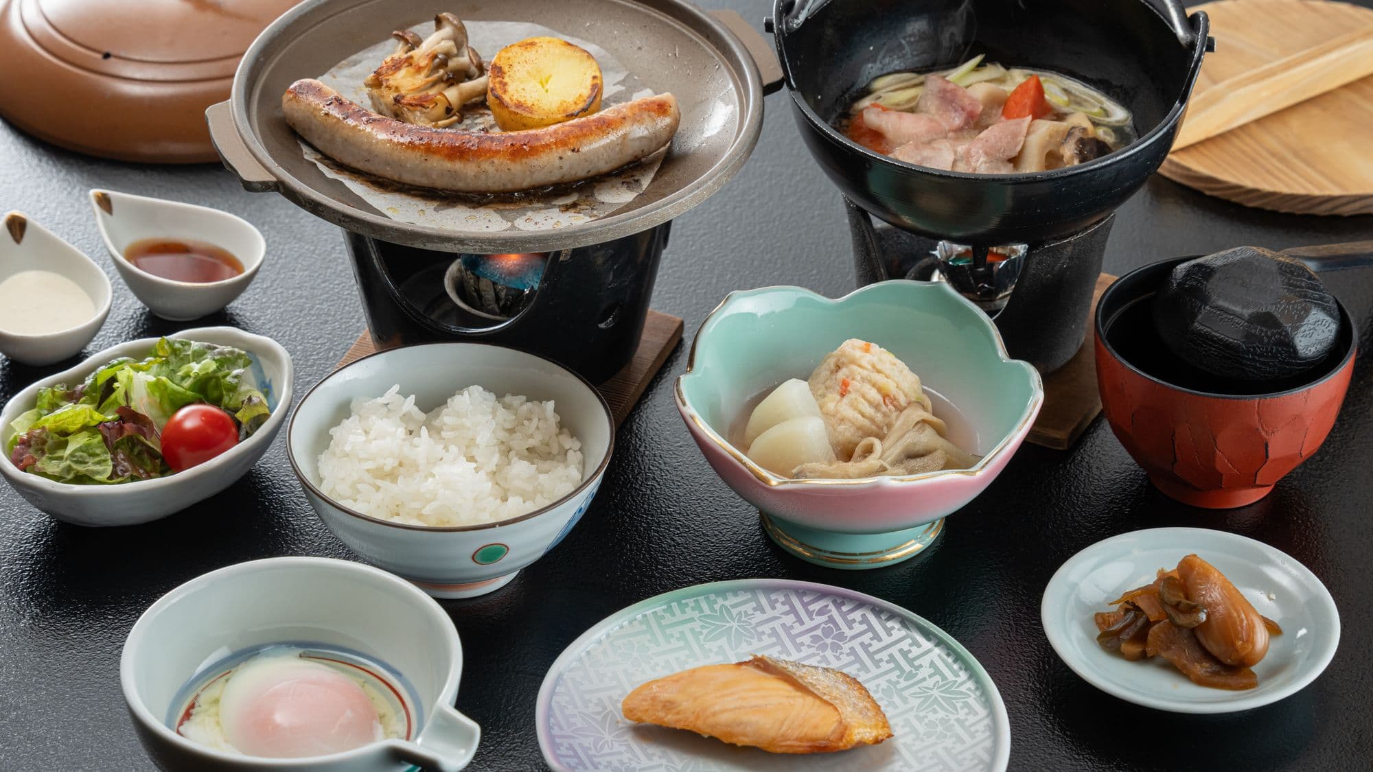 [Breakfast] An example of the menu. Grilled dishes and fish are also delicious.