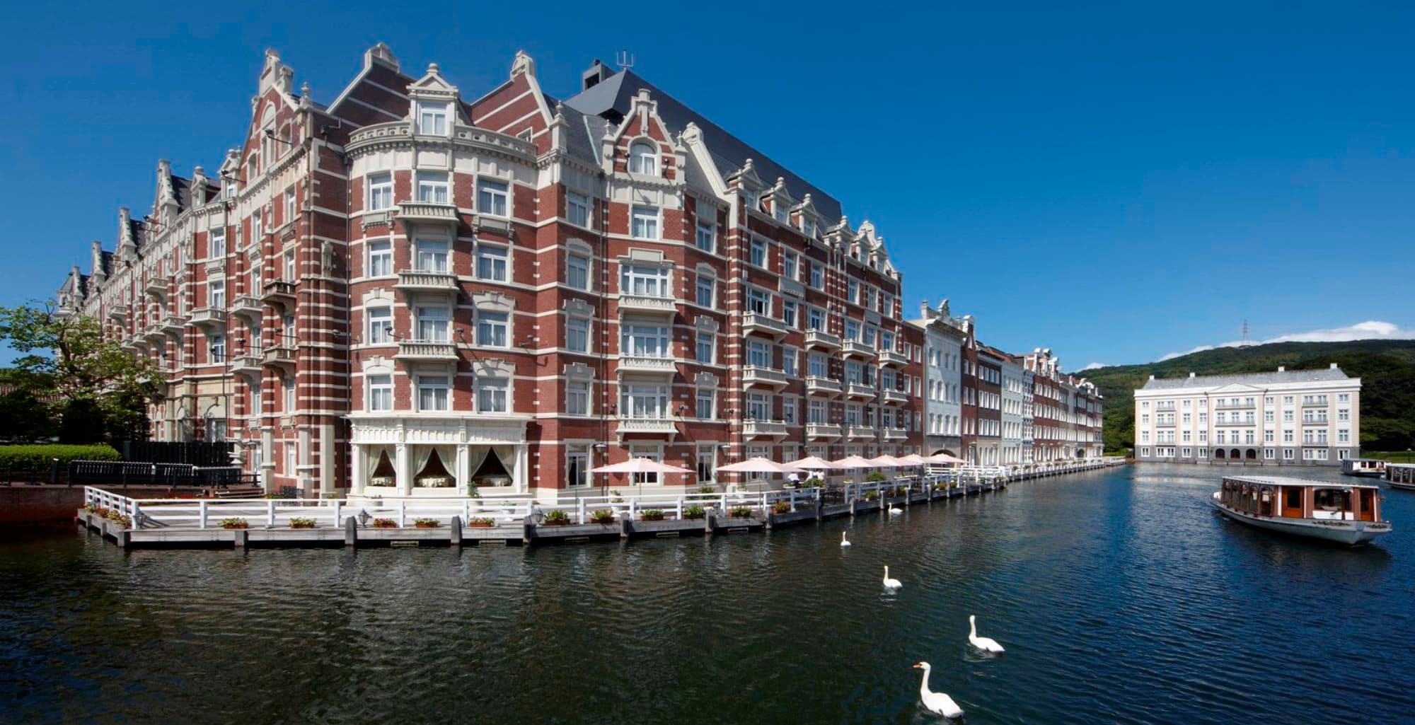 The canal that runs through the park connects to the hotel.