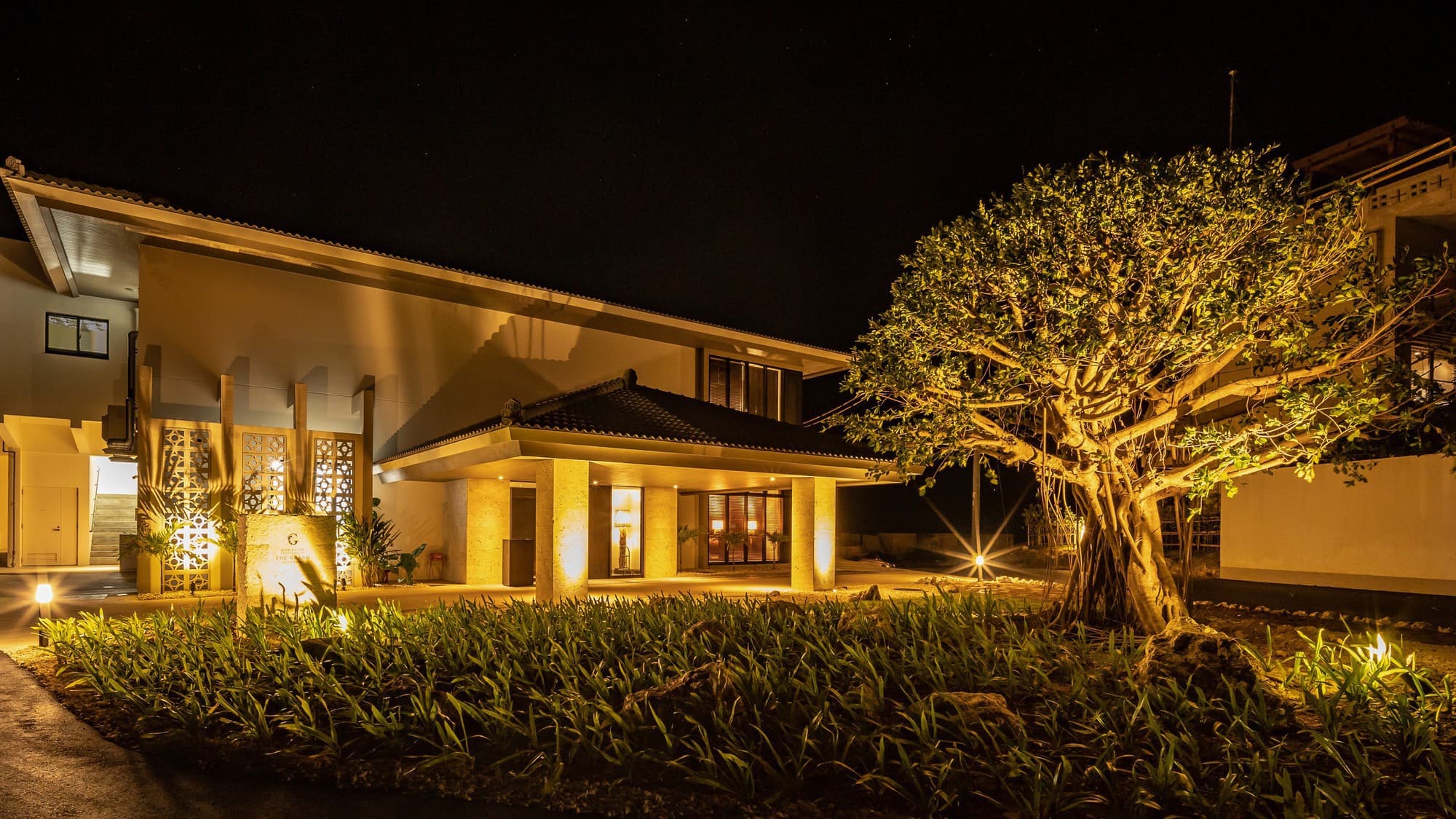 Night hotel exterior