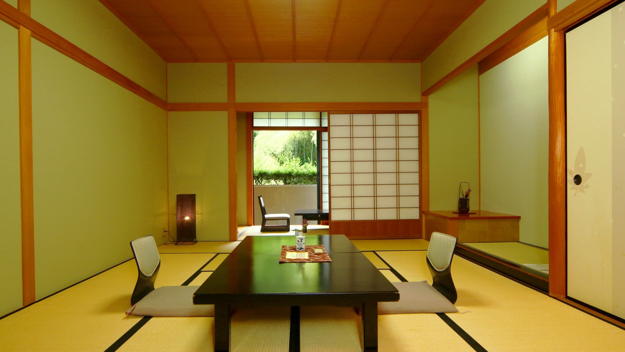 The rooms are designed in a purely Japanese style.