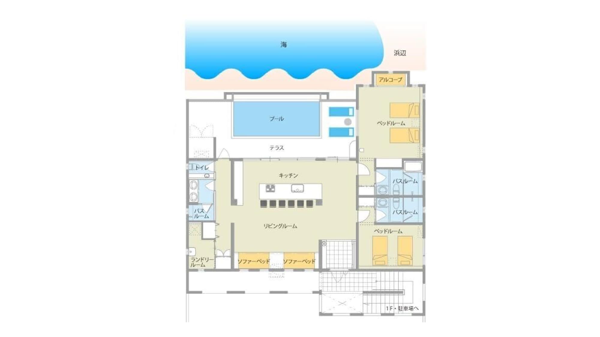 ・[2nd floor: layout] You will have the 2LDK space all to yourself on the 2nd floor. You can stay here without worrying about other guests.