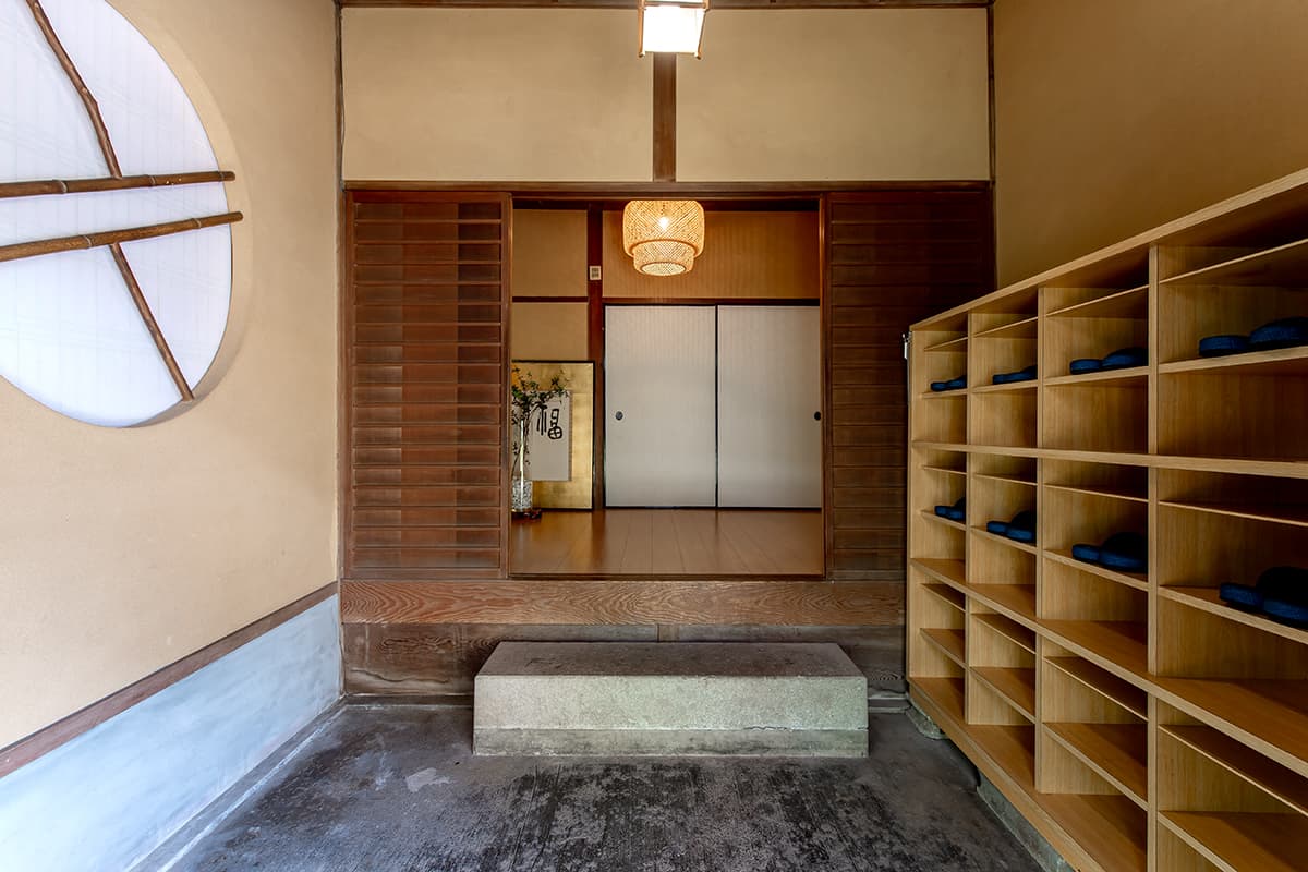 Inside the building.