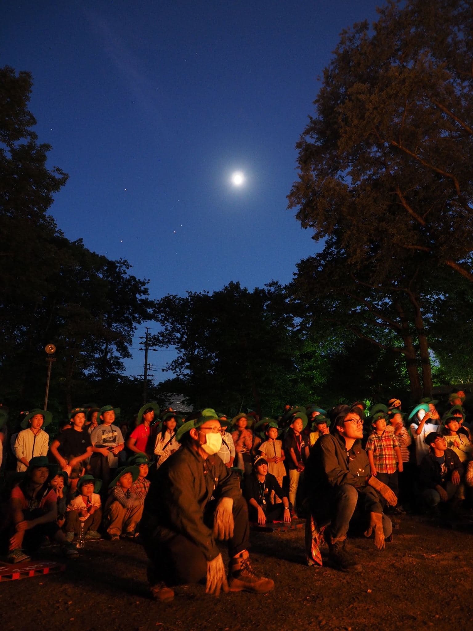 Campfire and the moon