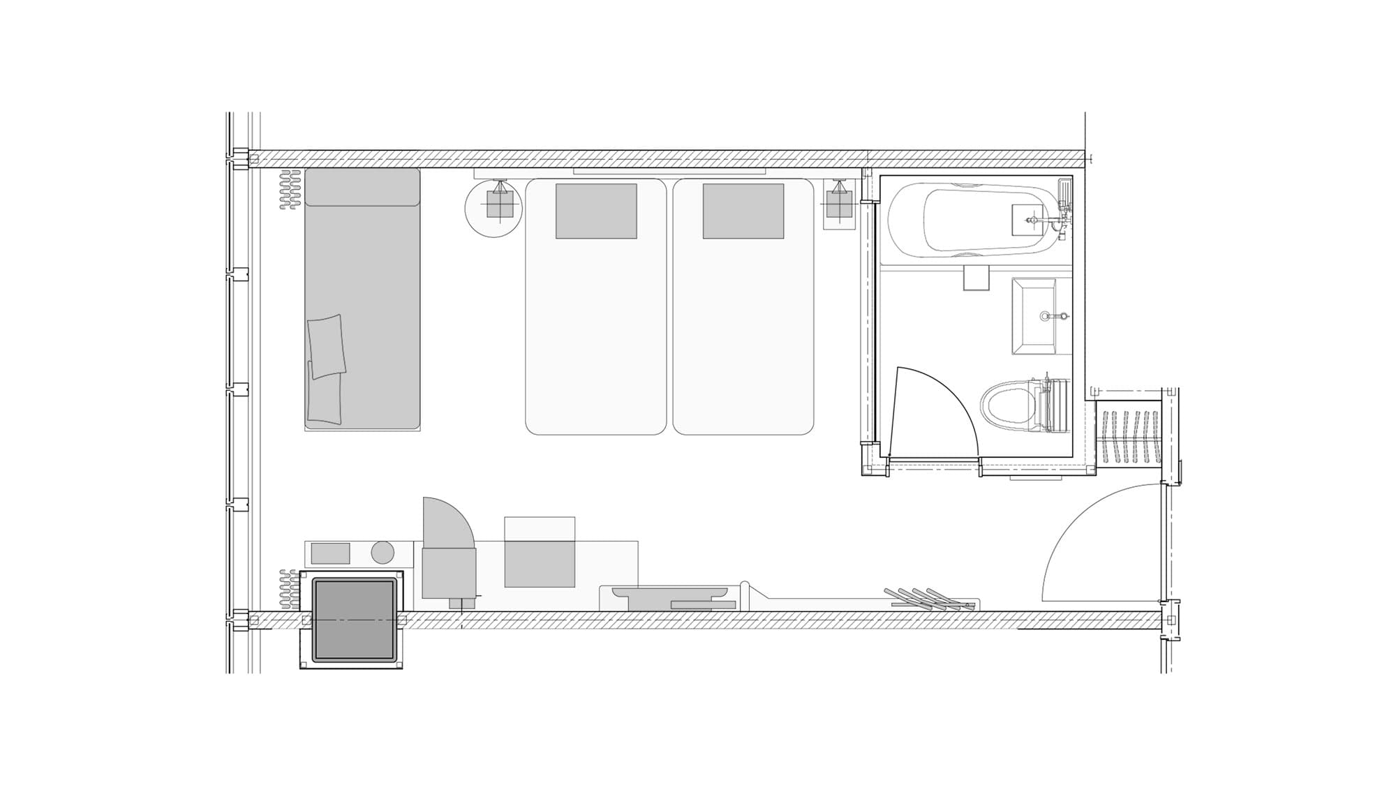 [Twin] 25-26 square meters / A simple and functional twin room that can be used for a variety of occasions.