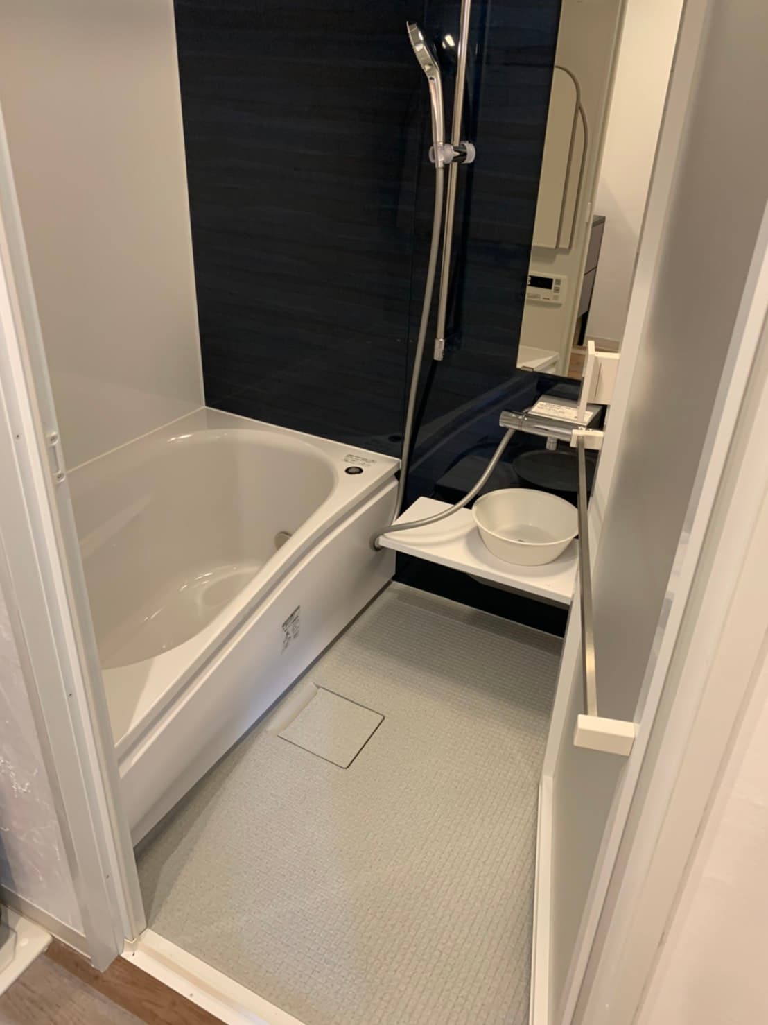 This is the bathroom in the Blue Kingfisher building.