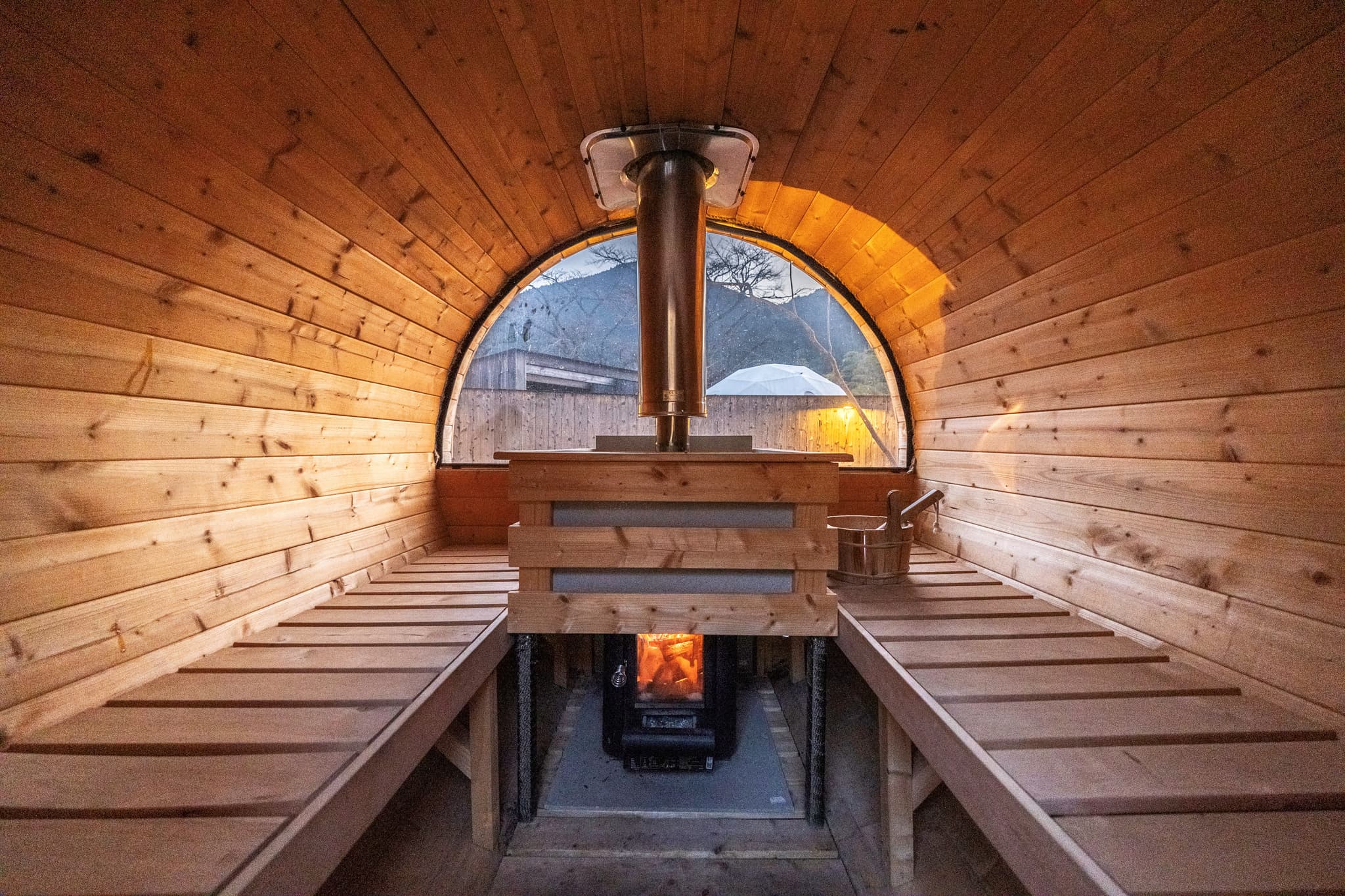 Inside the sauna