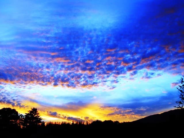 Summer sunset over Yatsugatake