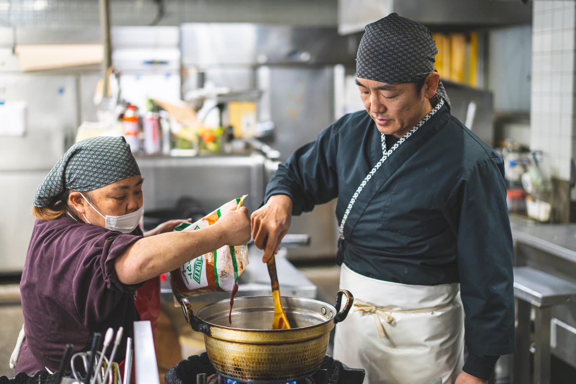 The food is hand-prepared by a chef