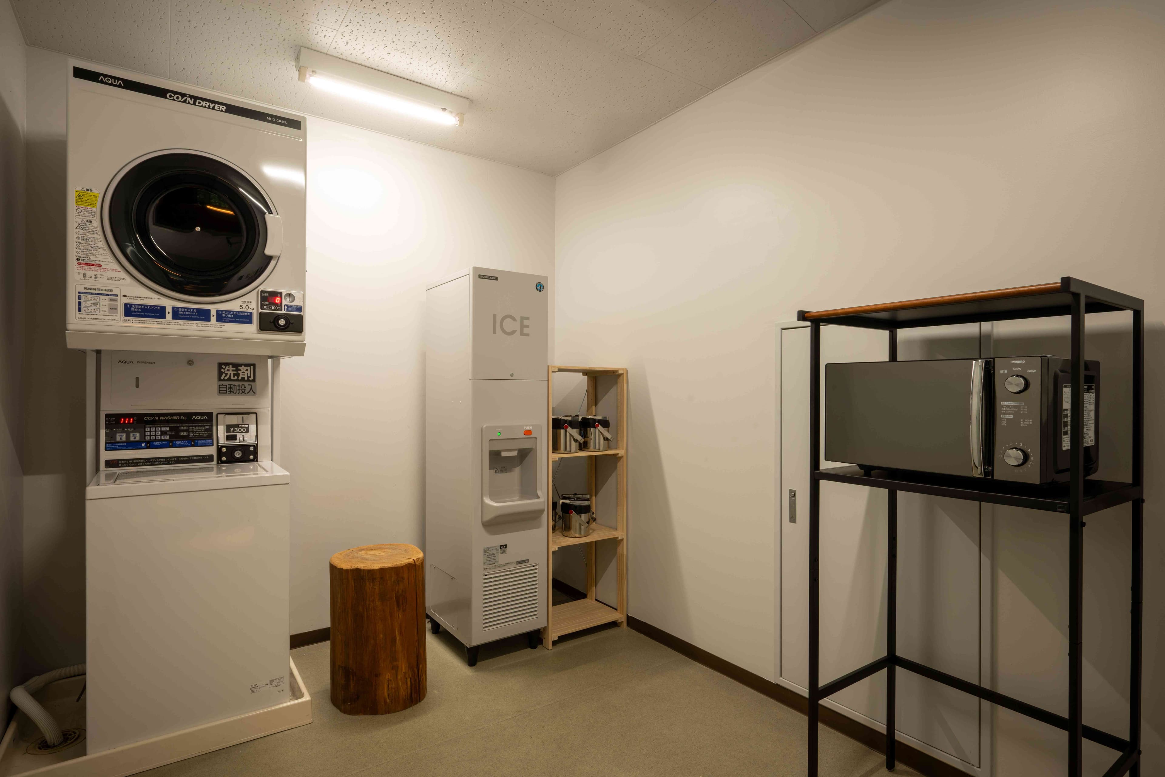 Coin laundry, microwave, ice maker