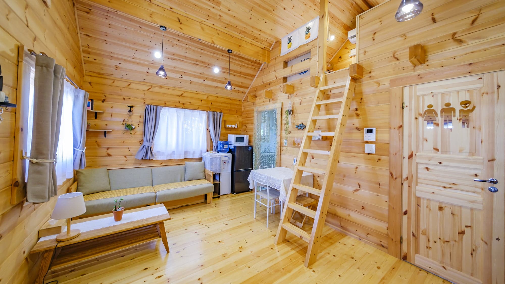 Inside the log house