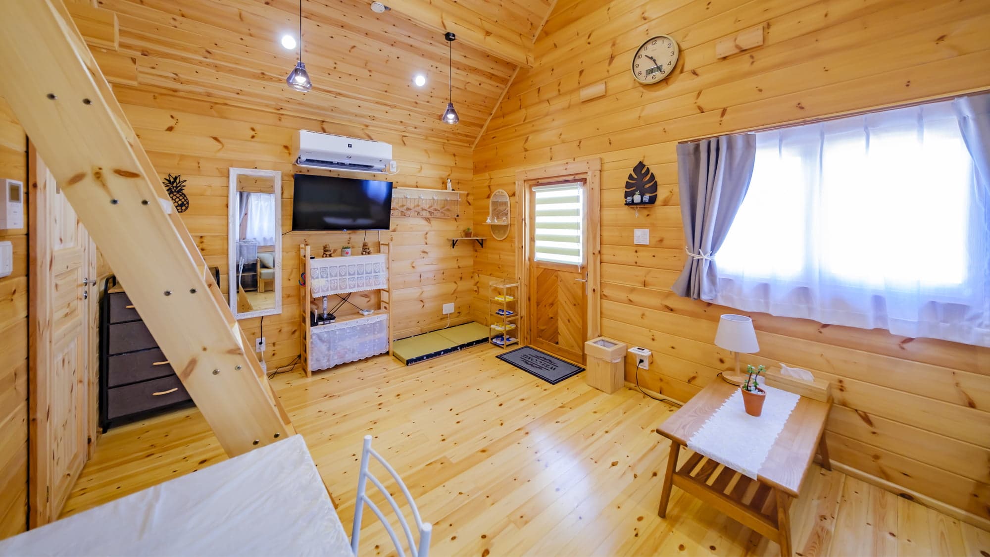 Inside the log house