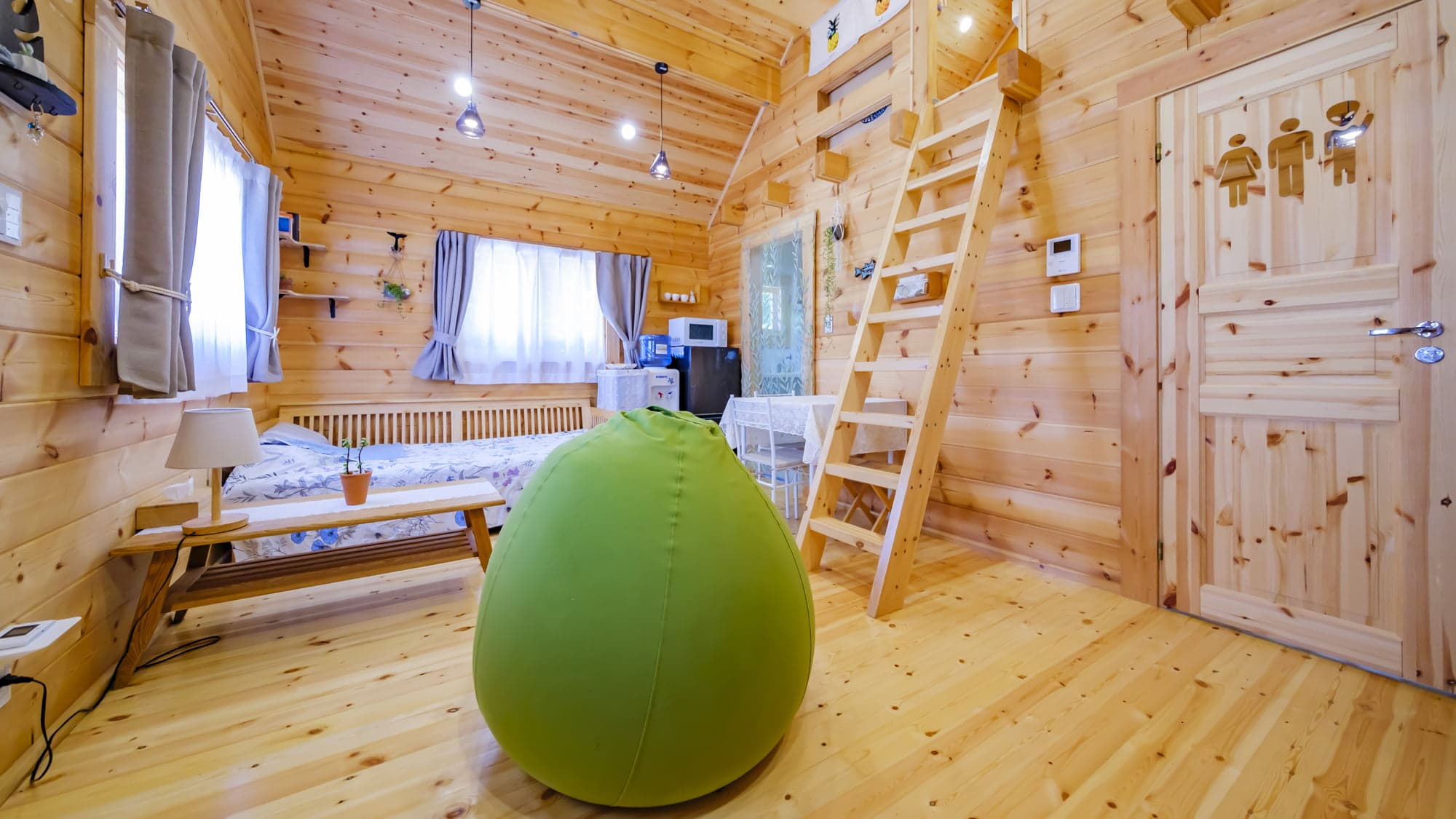 Inside the log house