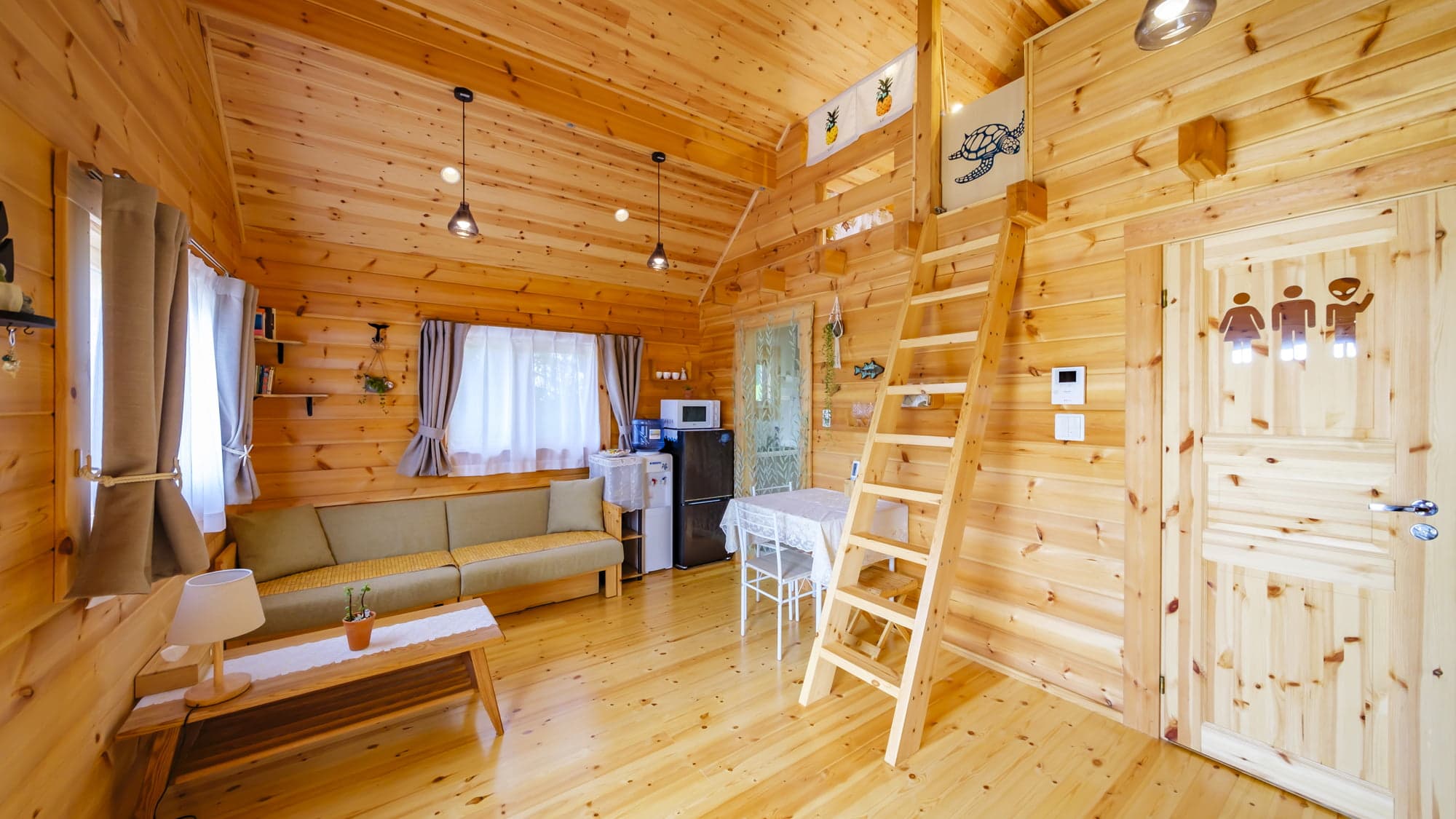 Inside the log house