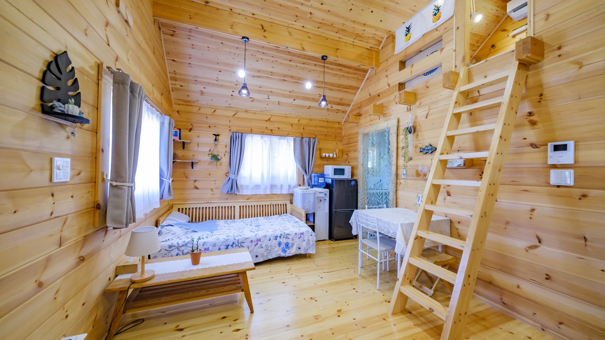 Inside the log house