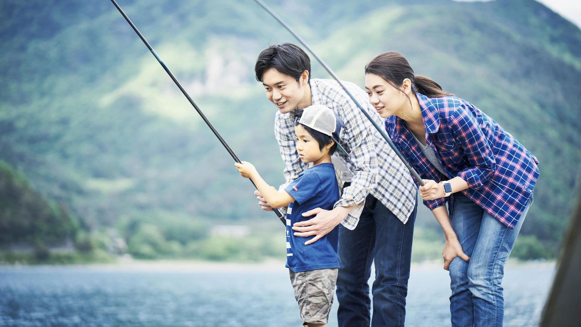 Fishing experience for parents and children at Tsurikko Land near our hotel