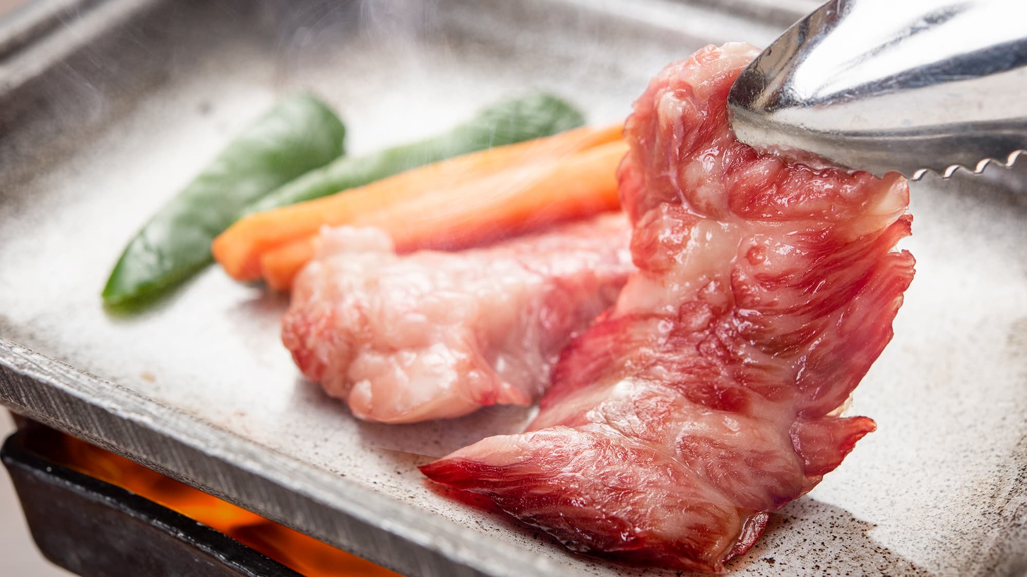 *Dinner example (Fukushima beef teppanyaki) / Even the fat is delicious! Enjoy the famous Fukushima beef with our original sauce.