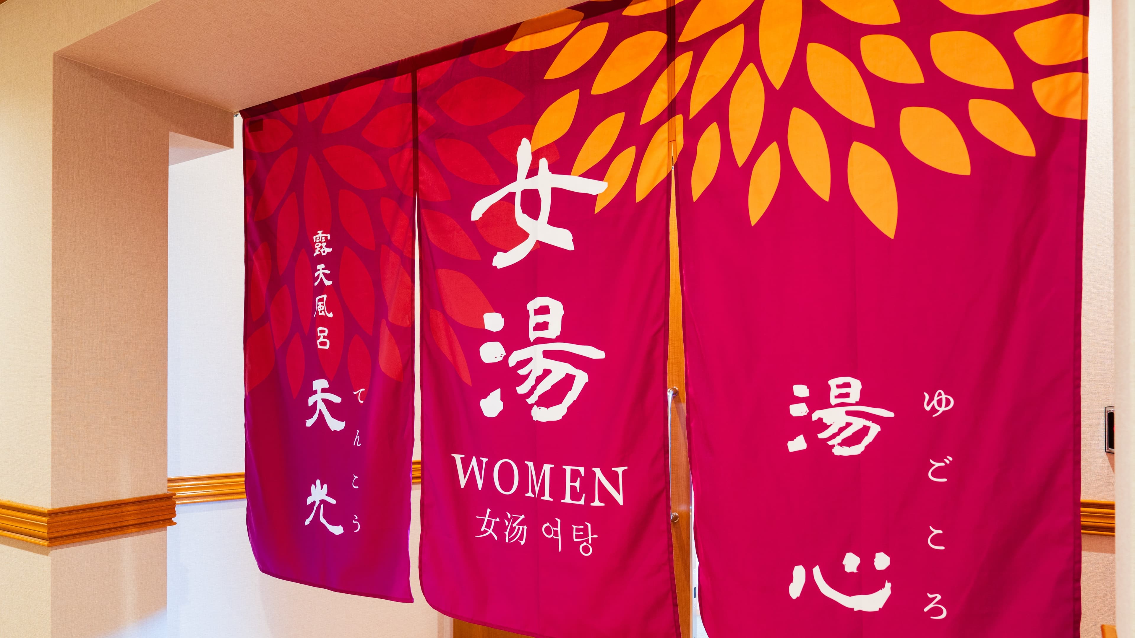 Women's bath curtain (the large baths on the 6th and 9th floors are alternated between men and women)