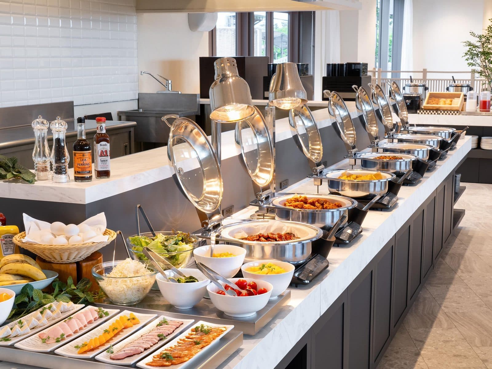 Breakfast buffet of ~50 dishes