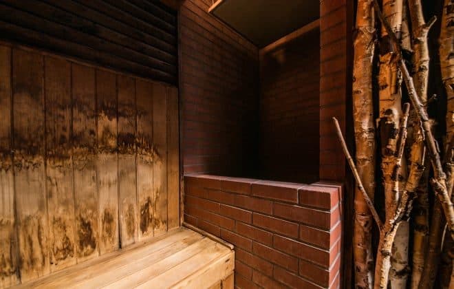 Birch sauna with self-löyly