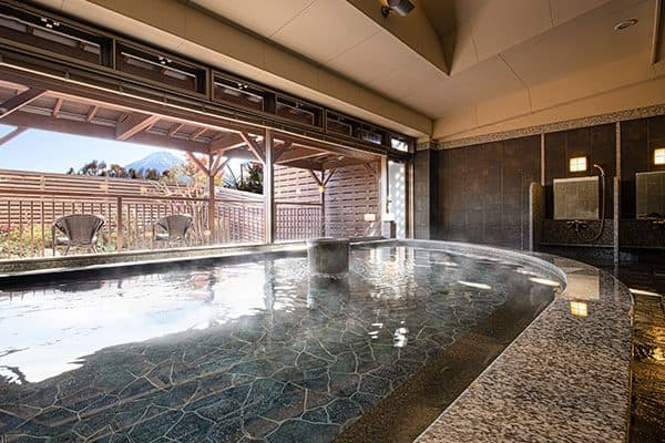 Onsen bath facing Mt. Fuji