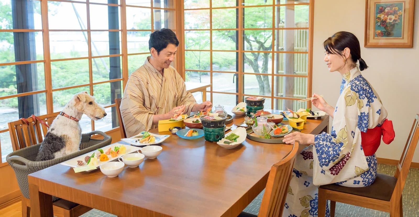与爱犬共享会席料理
