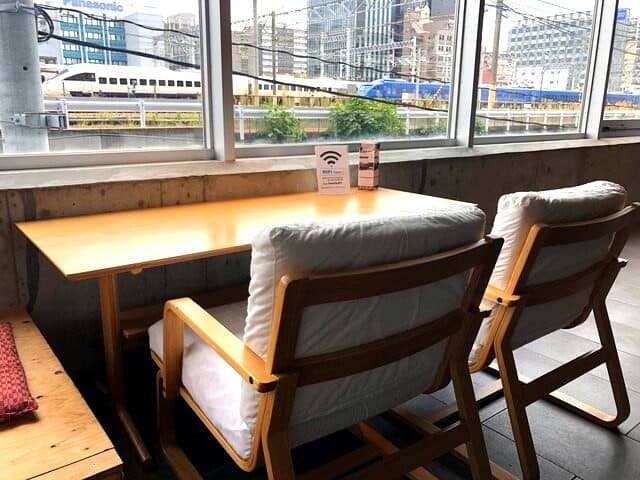 신칸센이 보이는 카페