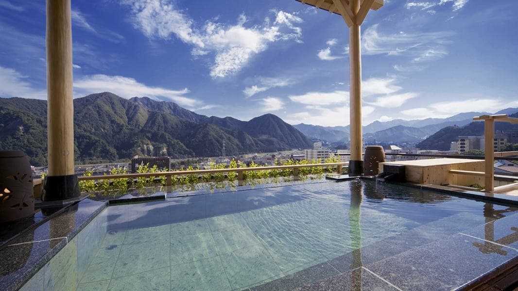 Yuzawa's Mountains from a View Bath