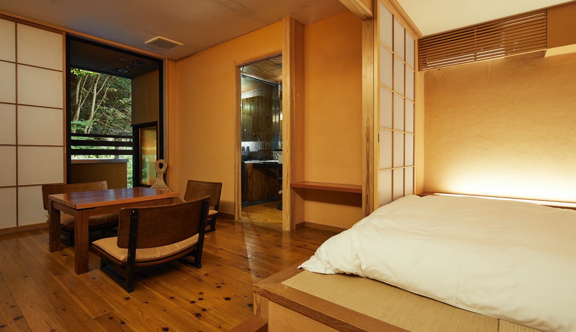 In-Room Open-Air Bath — All-Hinoki View Bath (Onsen)