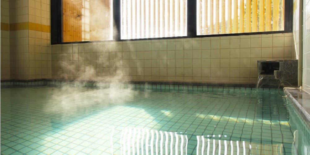 A large bath overlooking the sea