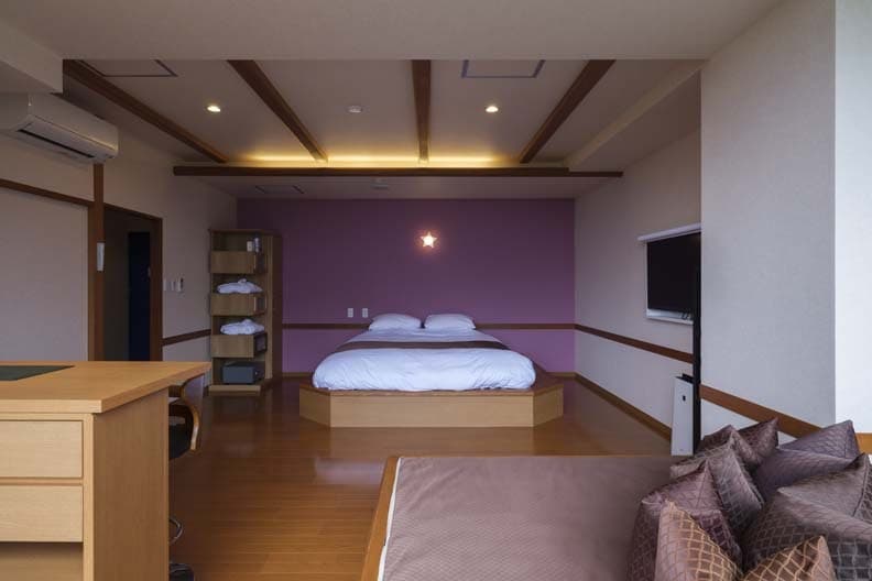Views of Sakurajima from your room's own open-air bath