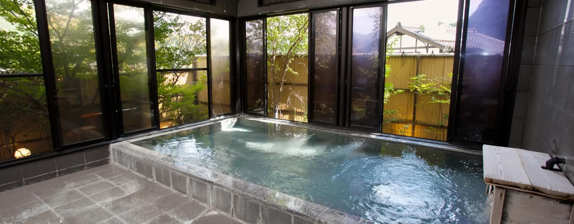 Separate Communal Baths with a Mountain View