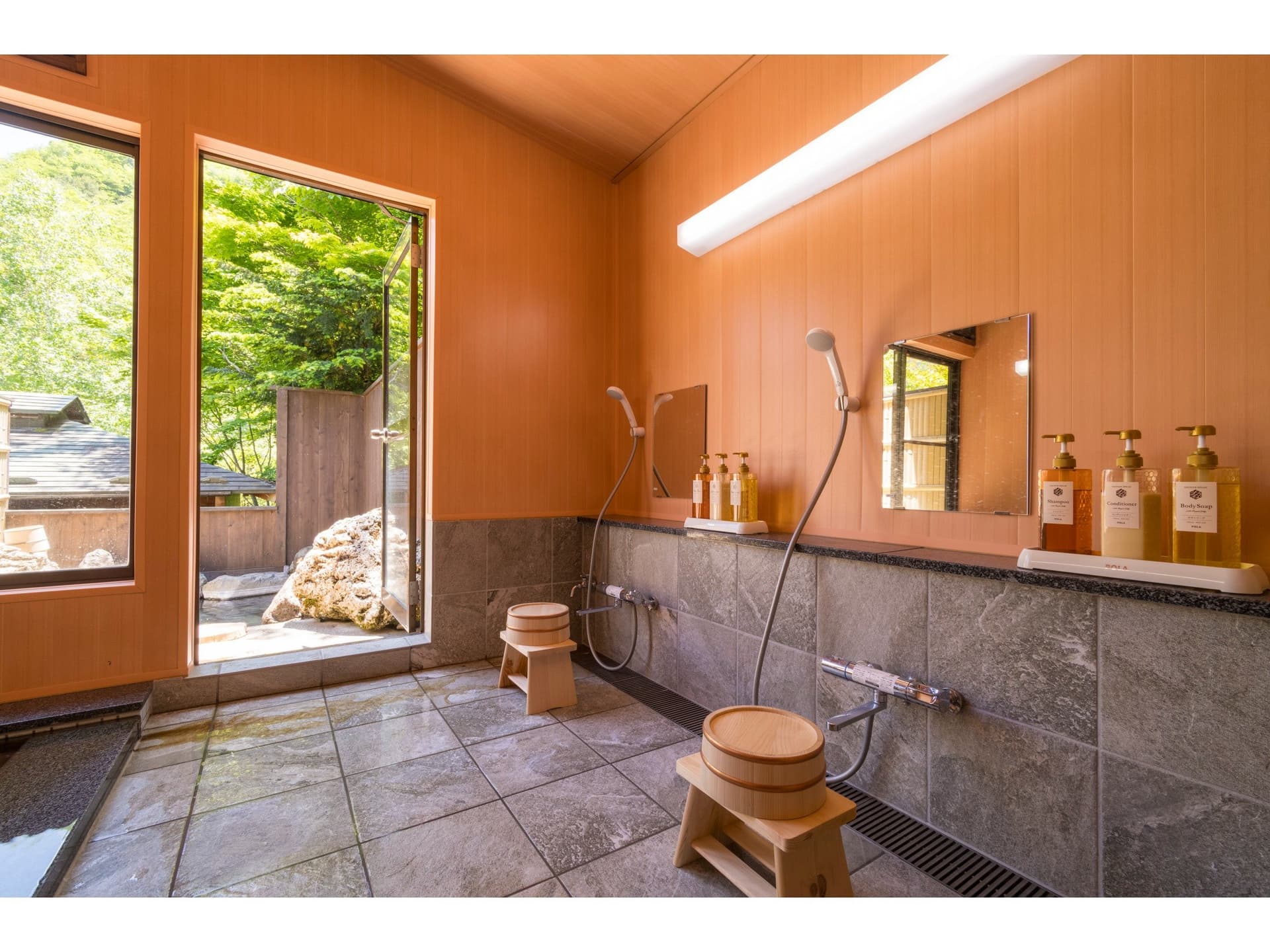 An Indoor Bath with Shower