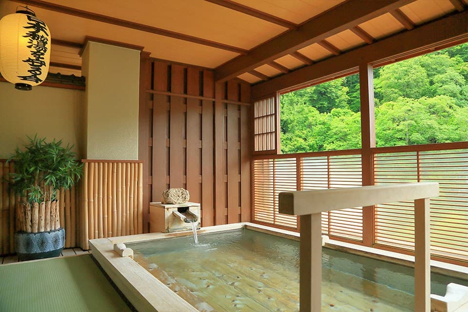 Open-Air Baths and a Cypress Bathhouse