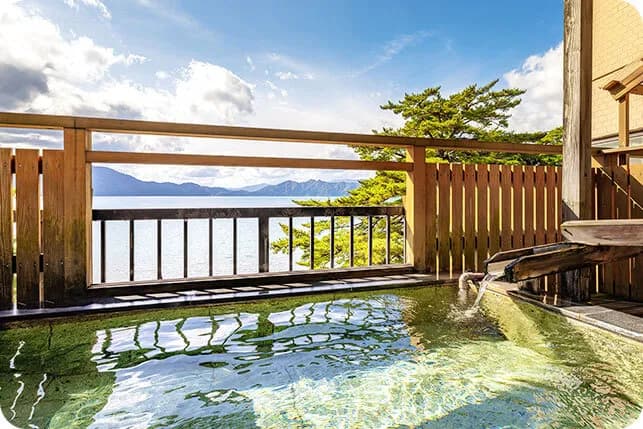 Lake Tazawa from the 3rd-Floor View Bath