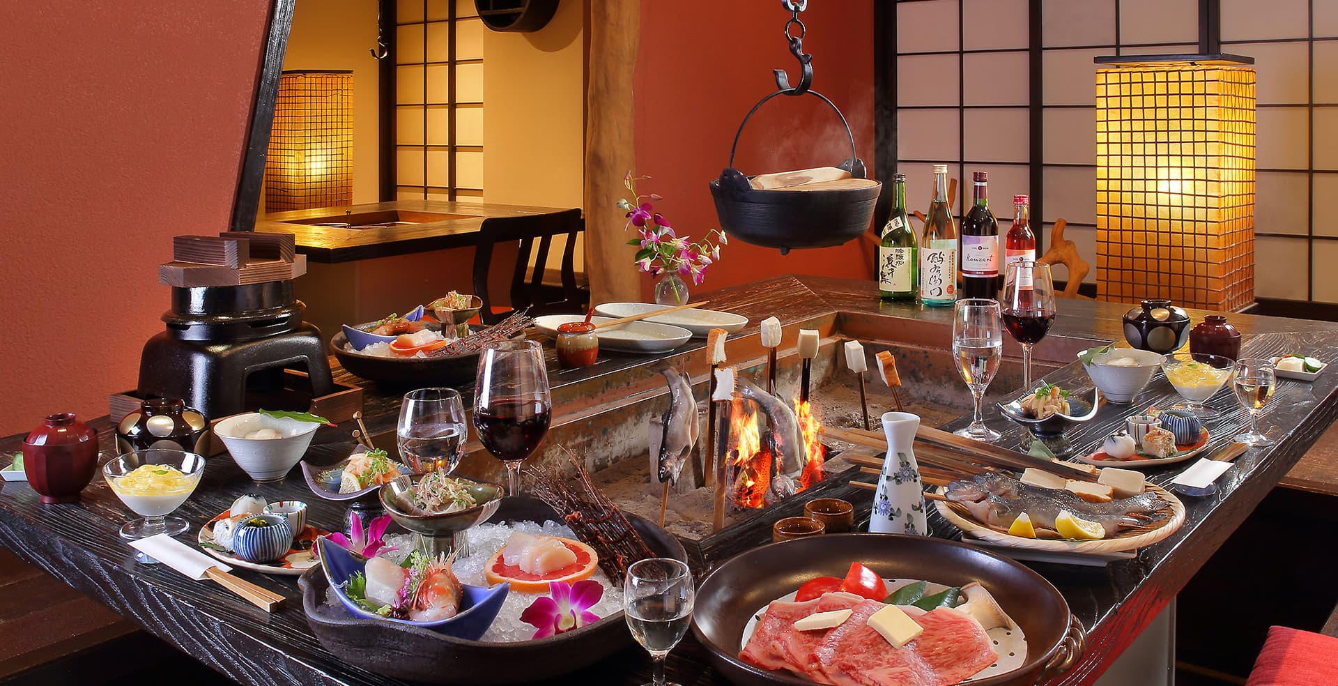 Kaiseki around the irori hearth