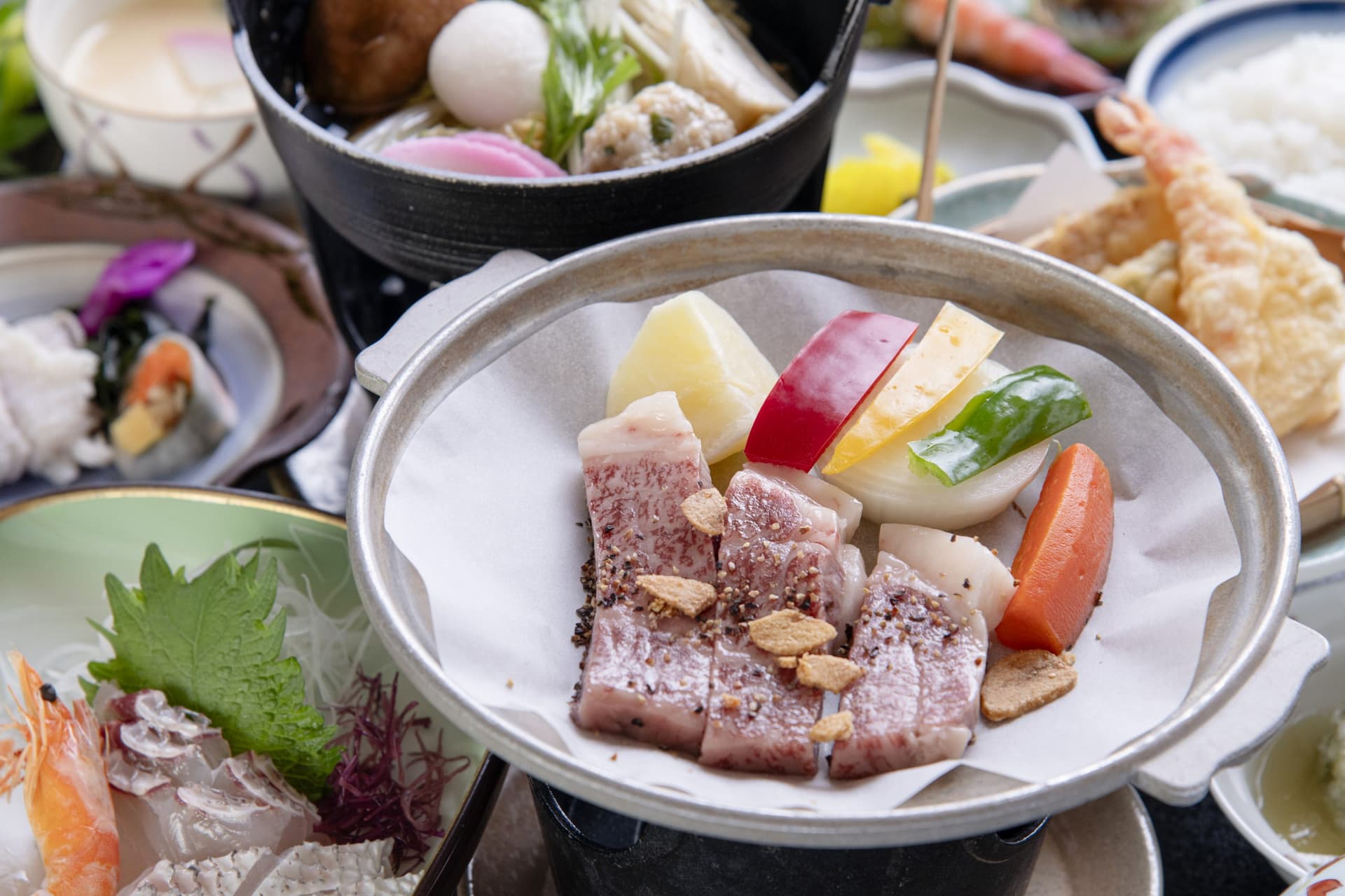 Kaiseki with Nagasaki beef and Ise lobster