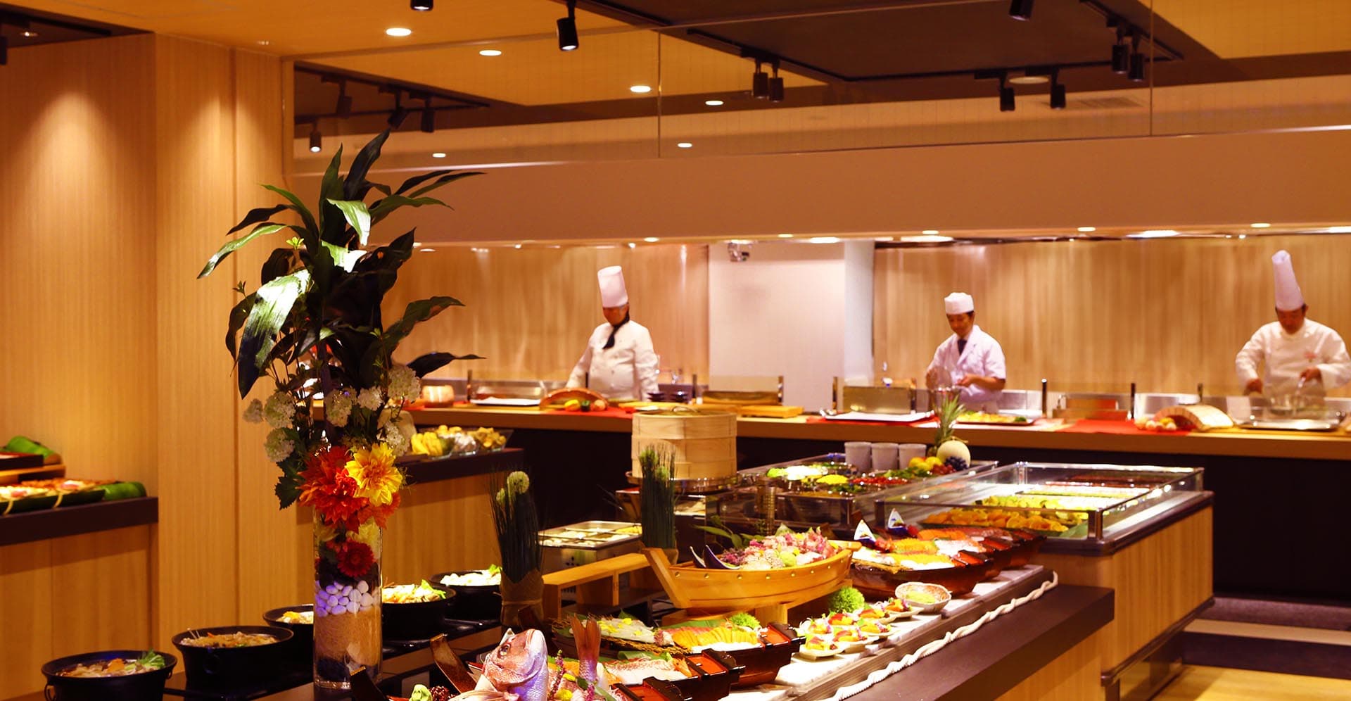 Live kitchen buffet and regional cooking