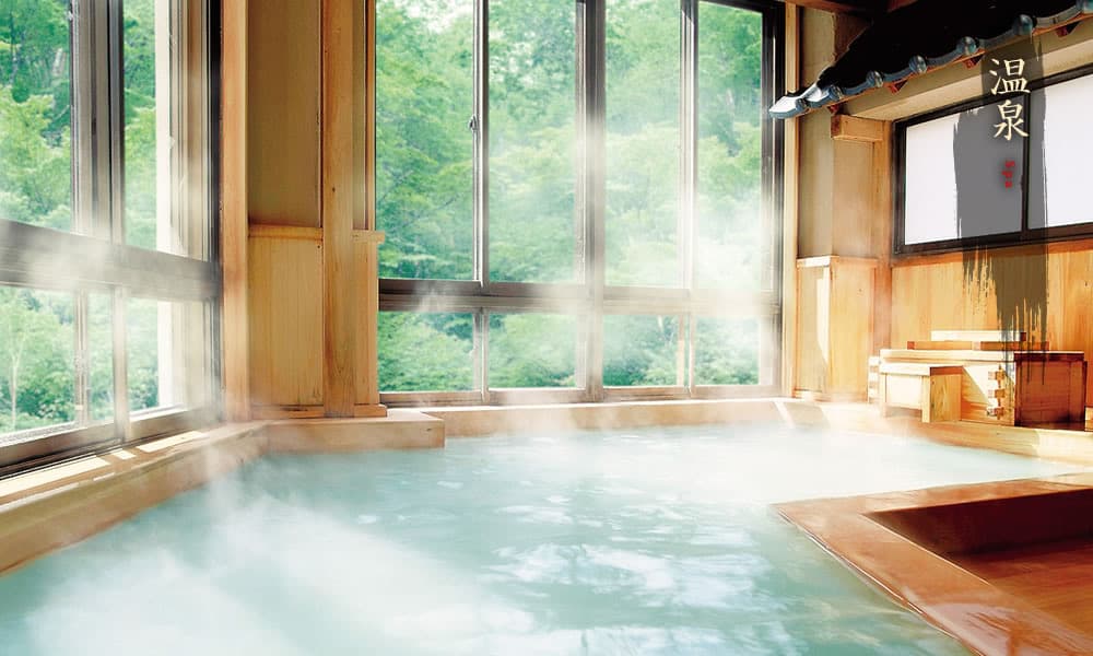 A Large Hinoki Bath and Open-Air Bath
