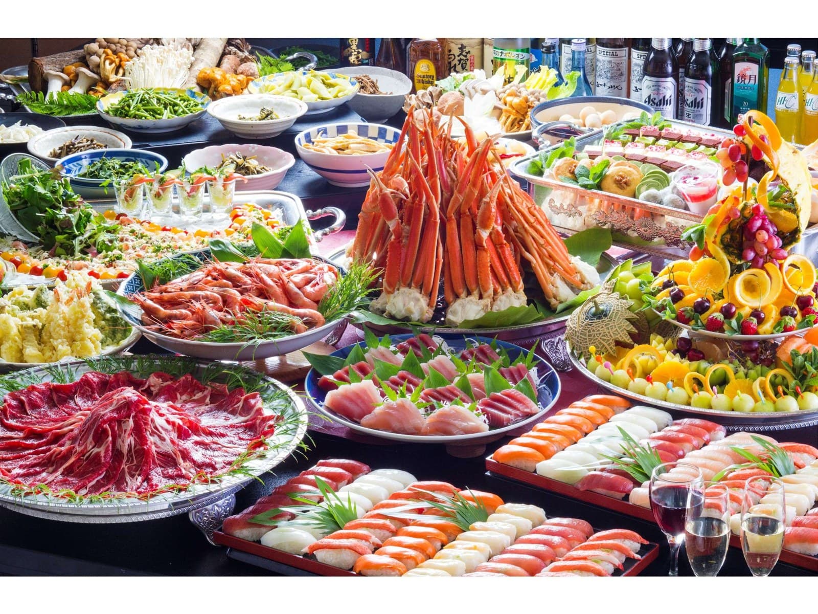 와・양・중 30여 종 뷔페와 나베 무한리필