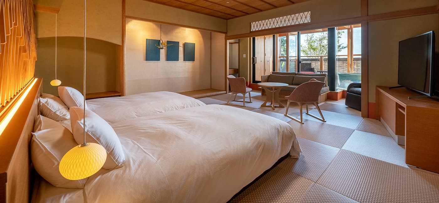 The Tokiwasure Floor, with Open-Air Baths in Every Room
